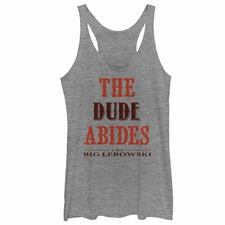 Big Lebowski The Dude Abides Ladies Tank Top Grey