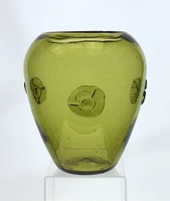 Blenko Handmade Glass 423S Rose Vase in Chartreuse Early Pre-Designer