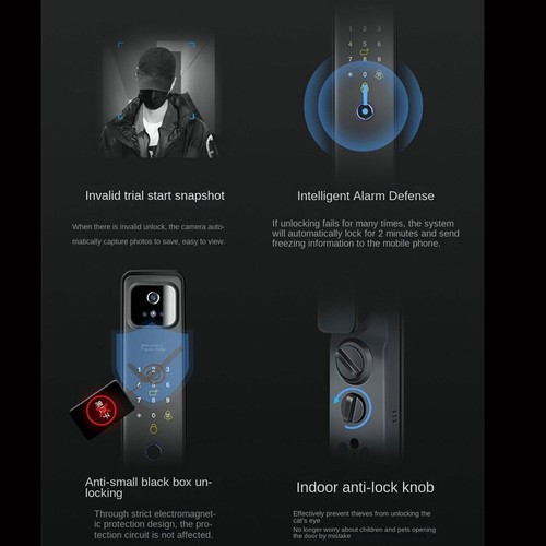 Smart Door Lock 3D Face Recognition Camera FingerPrint Password Security Lock.US - Picture 9 of 13