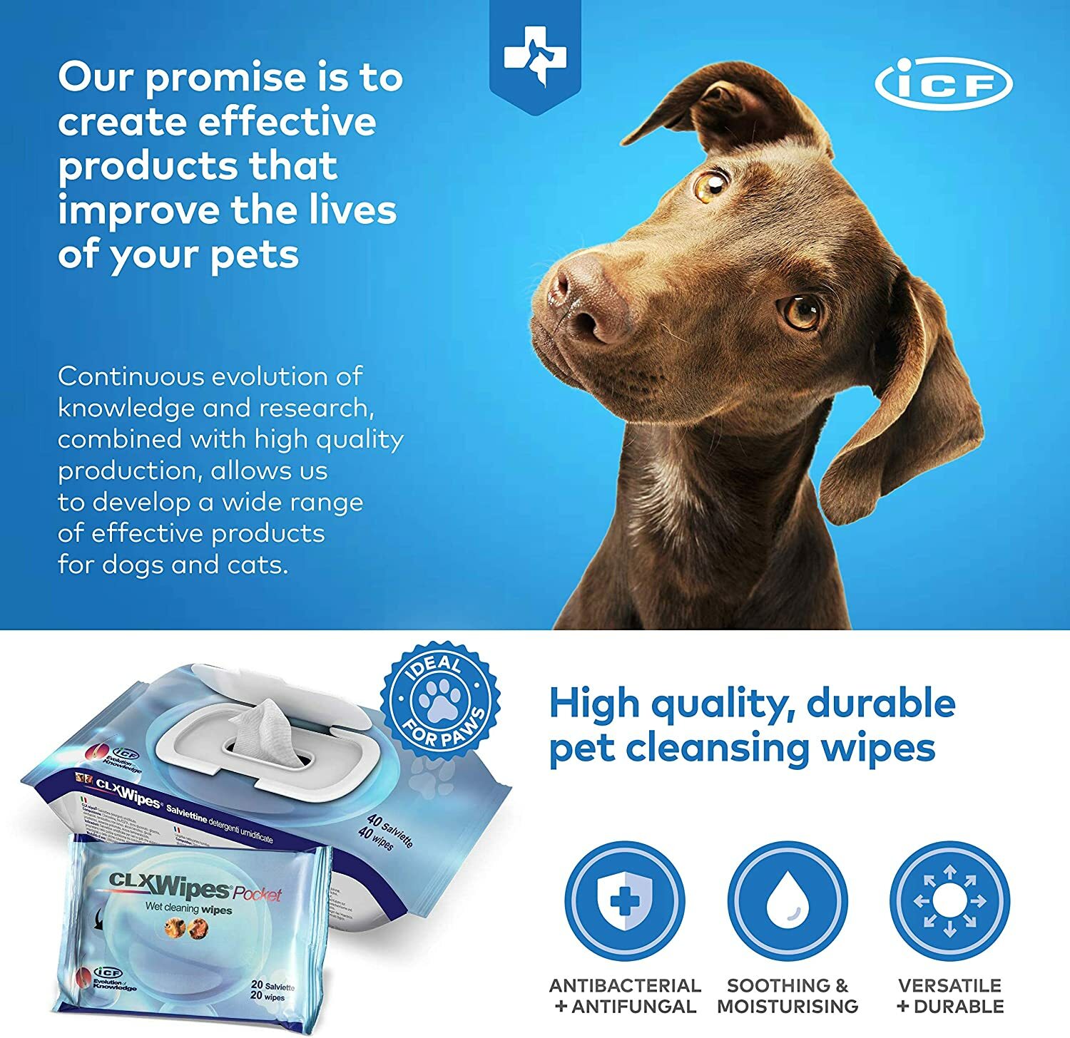 Clx Cleansing Wipes For Cats & Dogs Pack Of 20 Odour Reducing Cleaning