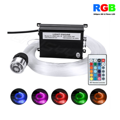 300pcs LED Twinkle Fiber Optic Light Star Ceiling Kit DIY Car 12v RGBW Decor US