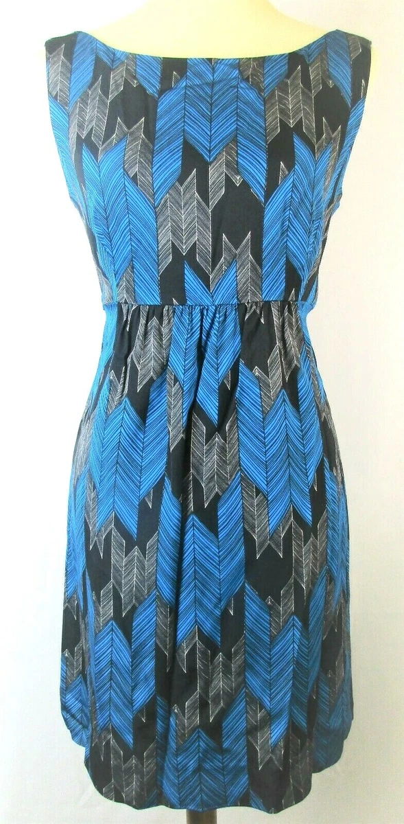 Milly Black Blue Chevron Print Backless Sleeveless Short Party