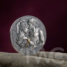 Moneda de plata Camerún 2023 Perseo y Andrómeda La Gran Mitología Griega 2 oz