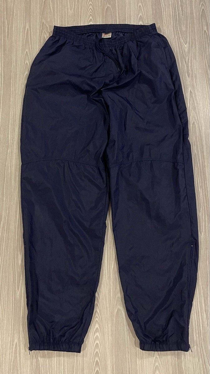 Vintage 90s Nike Track Pants Navy Blue White Tag Zip Ankle