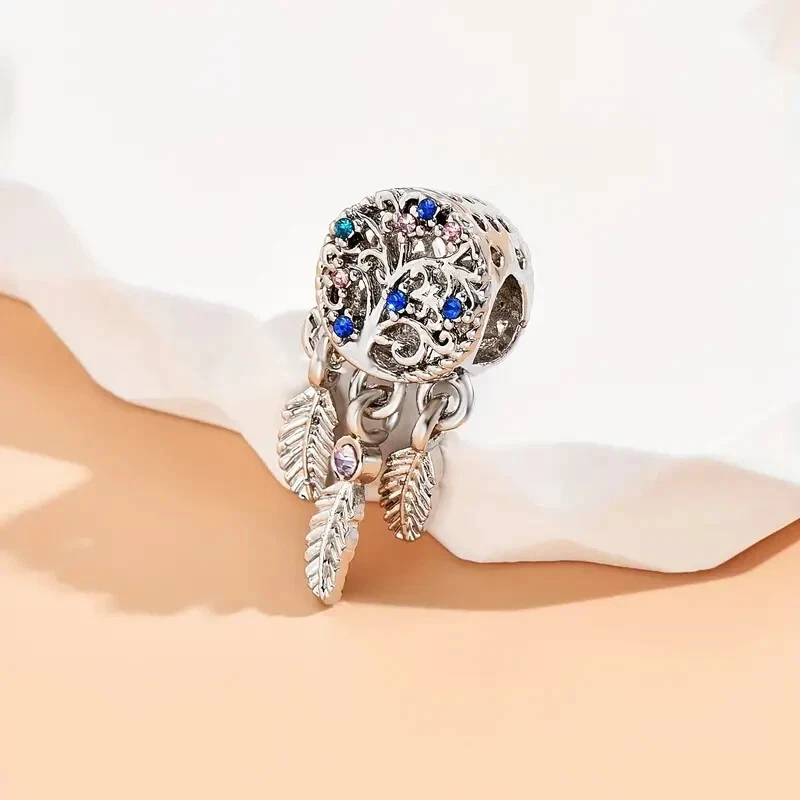 Charm ciondolo argento donna con perline incastonate per collane e braccialetti - Immagine 3 di 3