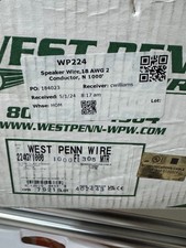 West Penn 18AWG 2-Conductor Audio/Control Cable – 1000ft Roll (NEW)