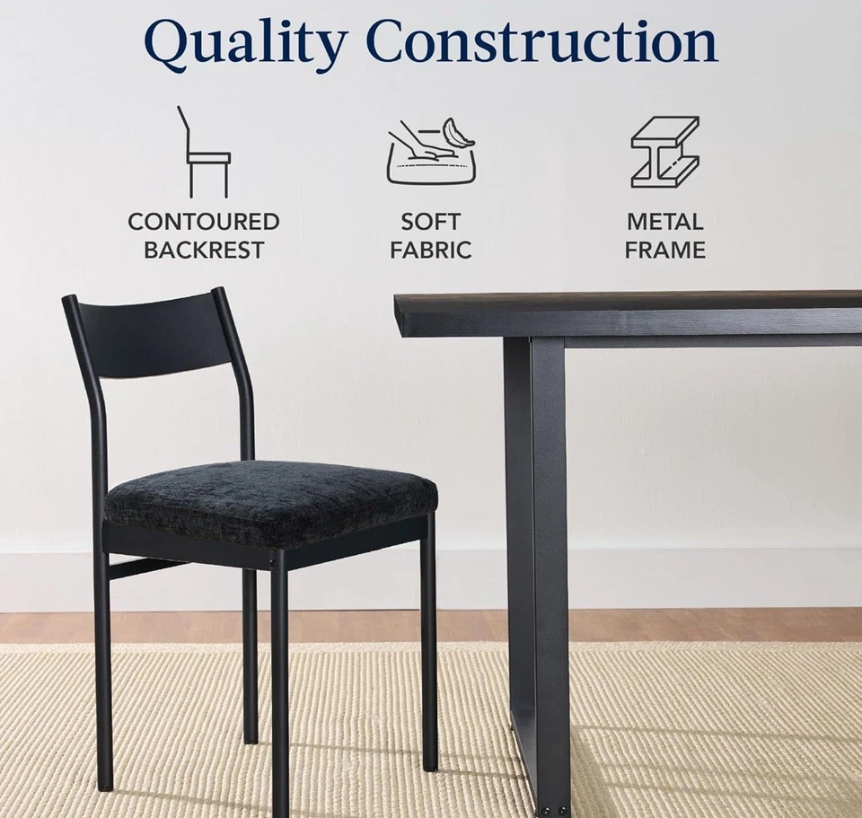 Brand New 7-Piece Modern Dining Room Set - Black/Gray Table with 6 Chairs - Image 4 of 4