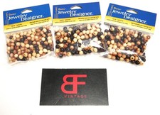 Lot of 3 Darice Jewelry Designer 6mm Earth Tone Wood Beads 570 Beads BLK1111