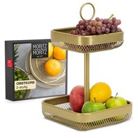 Obstkorb Etagere 2 Etagen StöCkig Metall Obstschale ServierstäNder Eckig Gold