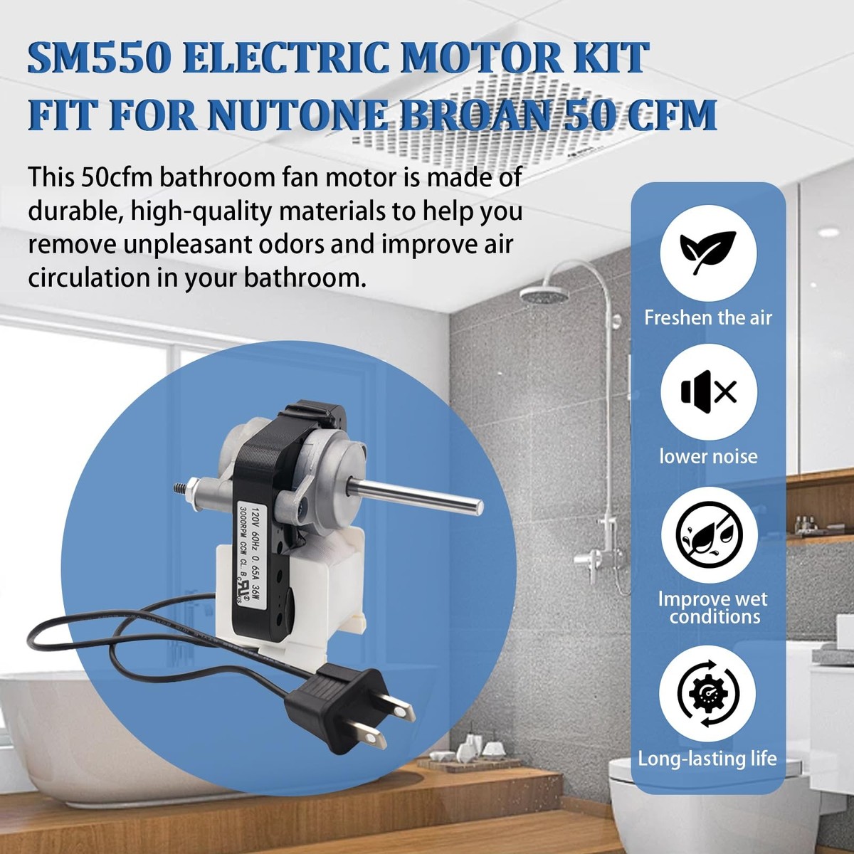 Siasky Universal Bathroom Vent Exhaust Fan Motor Replacement Motors Kit, Fit