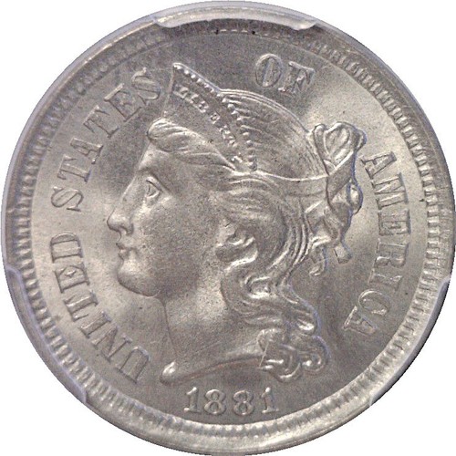 1881 3CN Nickel Three Cent PCGS MS-65 CAC - Picture 2 of 3