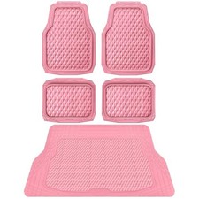 Heavy Duty Rubber Pink Car Floor Mats  Cargo Full Set Pink With Cargo Liners