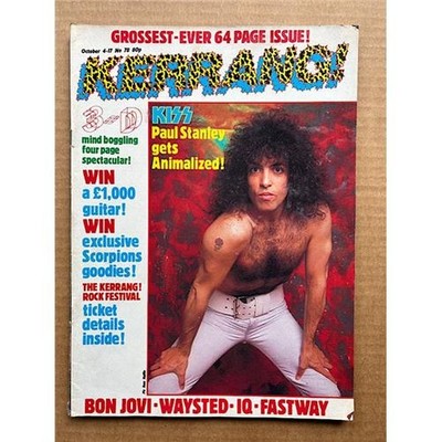 KISS KERRANG NO.78 MAGAZINE OCTOBER 4 1984 - PAUL STANLEY COVER WITH MORE INSIDE