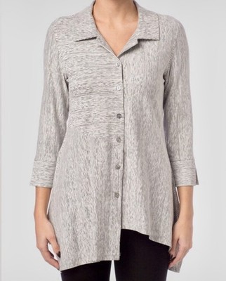 Joseph Ribkoff Asymmetrical Striped Button-Up Tunic Shirt Size 2