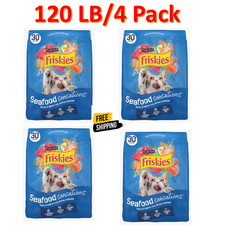 4 PCS- Friskies Seafood Sensations Salmon Tuna  Shrimp Dry Cat Food, 30-lb bag