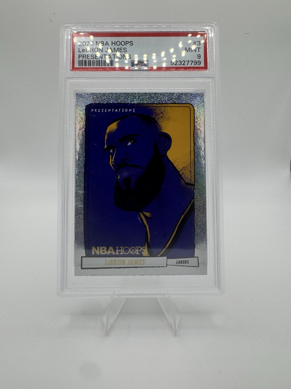 2023-24 Panini NBA Hoops Presentations LeBron James #3 Lakers PSA 9