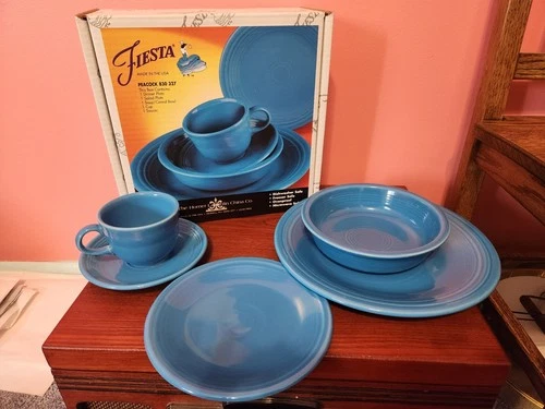 🦚 Fiesta Homer Laughlin Co. 5 Piece Setting Peacock Blue Fiestaware 🦚