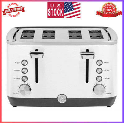 GE 4 Slice Toaster | Extra Wide Slots for Bagels, Breads, Waffles & More | 7 Sha
