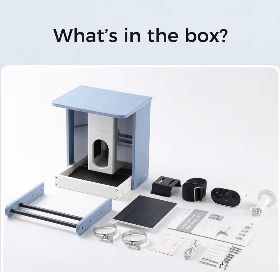 HDPE Smart Bird Feeder with Camera, Solar Powered, AI Identifies 10,000+ Birds S