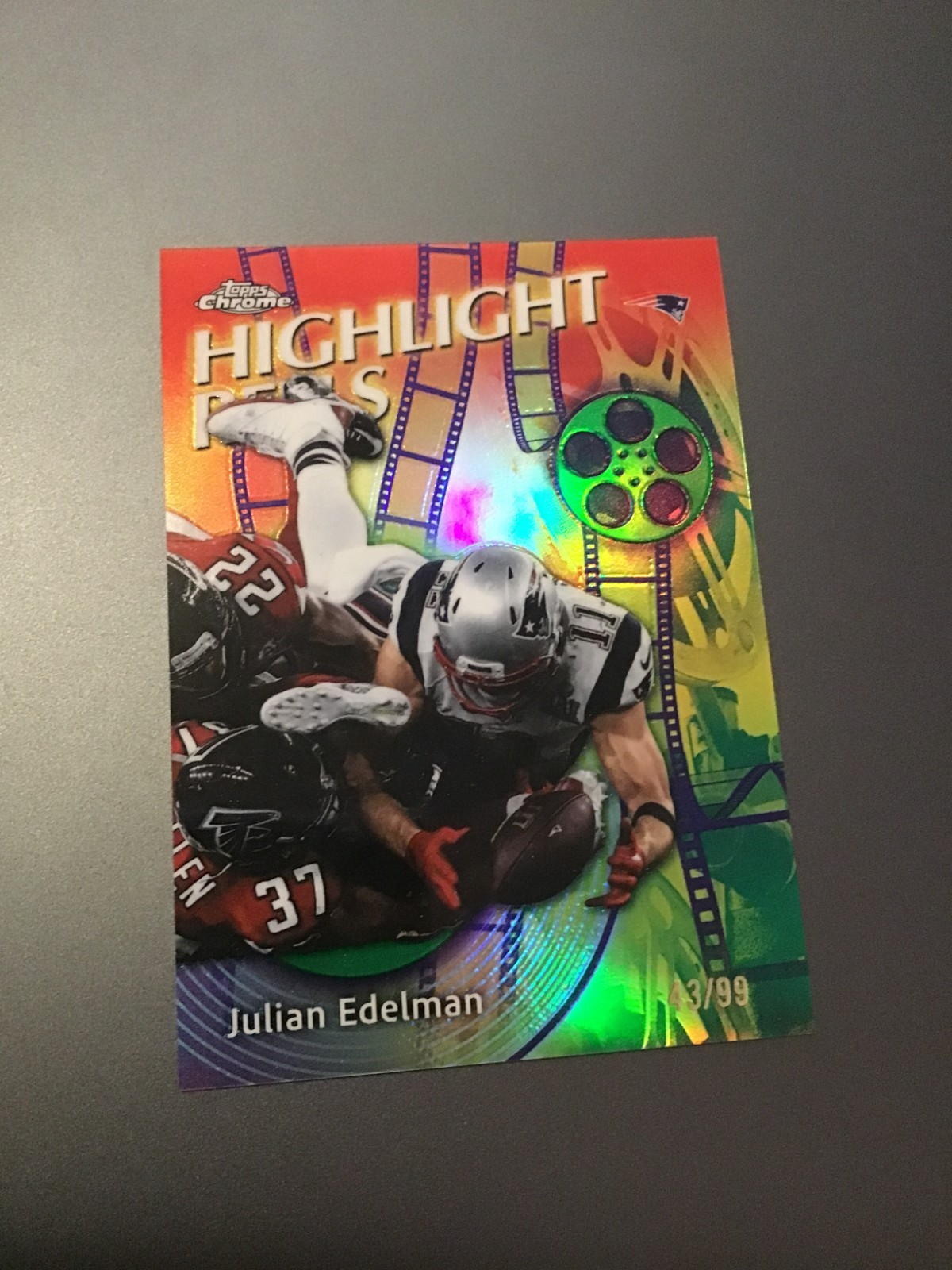 2026 Topps Costco Super Box Chrome Highlight Reels HR-9 Julian Edelman Green /99