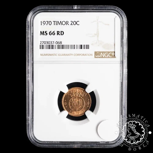 1970 - 20 CENTS - TIMOR - Lisbon - NGC MS66 RD