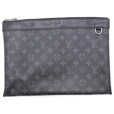 Louis Vuitton Monogram Eclipse Pochette Discovery Clutch Bag Black M62291