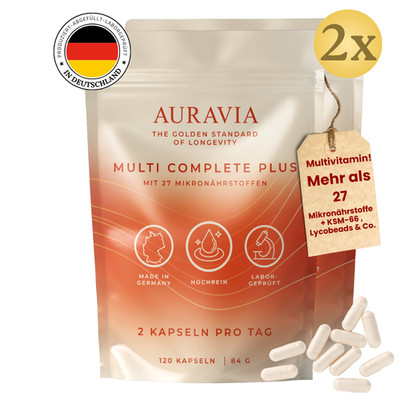 2er Pack AURAVIA  Multivitamin Complete Plus   120 Kapseln vegan - 27 Pflanzen
