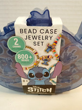 Disney Stitch Bead Case Jewelry Set 800 Beads 2 Charms Necklace Bracelet