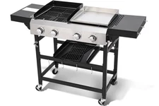 4 Burner Propane Gas Grill and Griddle Combo, 40,000 BTU, Portable Griddle Grill
