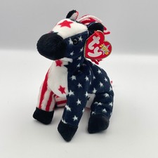 Ty 2000 Beanie Baby Lefty Red, White Blue Donkey 6 inch Patriotic America