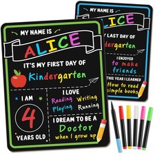 First Last Day Of School Chalkboard 11.3x14 Inch Double Sided Reusable Sign