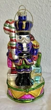 Vintage Far East Brokers Glass Nutcracker Presents Candy Christmas Ornament NEW