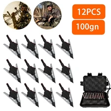 12pcs BloodRunner Broadheads 100Gr 2 Spring Slide Retractable Blade Arrow Tips