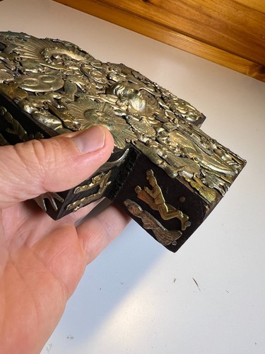 Grande croce vintage Messico Milagro arte popolare legno ottone ex voto ESTELA OGAZON - Foto 13 di 17
