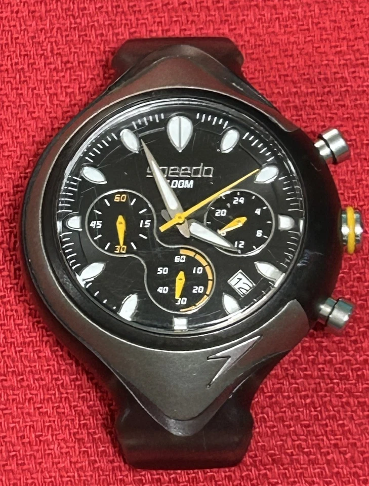 Speedo Analog Chrono Black Dial Men's Watch #SD55161BX New Battery Works No Band - Image 2 of 4
