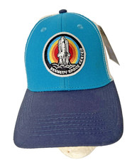 NEW NASA Kennedy Space Center Blue and White Snapback Mesh Trucker Hat Cap