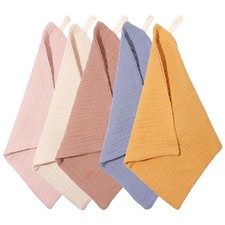 5 Pack Face Cloths Makeup Remover Cloth Cotton Wash Cloth Soft Muslin Washclo...