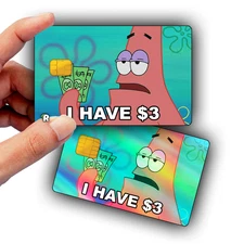 SpongeBob 3 Dollar Meme Credit Card Skin - Glossy Vinyl Decal Sticker Cover