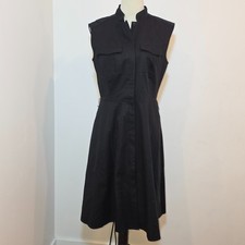 Ann Taylor Sleeveless Career Dress Size 8 M Black Cotton Midi Pockets Casual