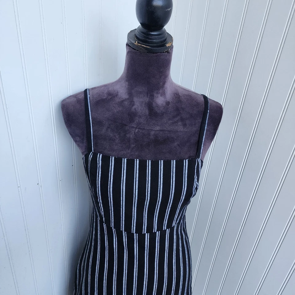 Hollister Sheath Sundress Black White Stripe Cotton Blend Stretch Mini Sz S - Image 3 of 4