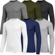 3-Pack Men’s  Long Sleeve Waffle Thermal Crew Neck Shirts Cotton Blend (S-2XL)