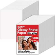 1200 Sheets Glossy Photo Paper, 4in x 6in, 180GSM / 48lb Inkjet Photo Printer