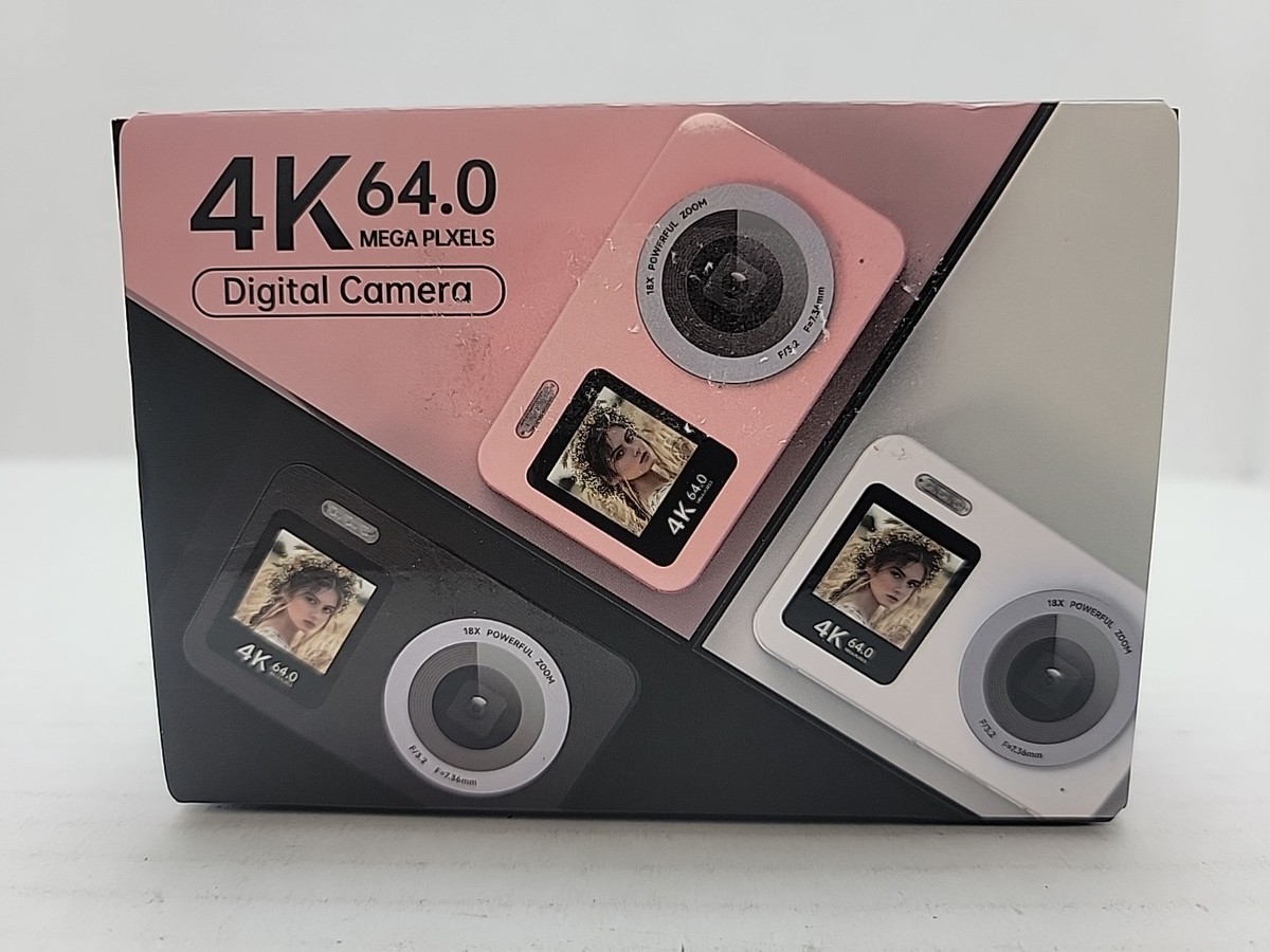 Digital Camera, 4K 64MP UHD Dual Screens Camera, 18X Zoom