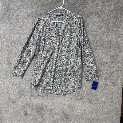 APT.9 Blouse Large Animal Leopard Print Preppy Office Chic Layering Mob Wife