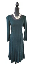 Kasper Women's Dress Sz L Fit & Flare Green Cable Knit $99 NEW "Rosemary" 12 14
