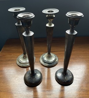 Vintage 2 Pair Sterling Silver Weighted Candlesticks Scrap 1332 Grams
