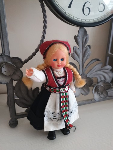 Vintage European Folk Doll- Traditional Costume Braids 12"