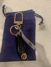 NWT TORY BURCH - Brand new logo charm resin ballet flat key fob black color