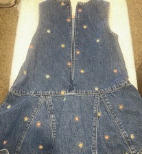 Gymboree Girls 3 Denim Jean Skirt Skort Floral Embroidery Dress 2000 s Beautiful