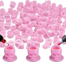 OZER Tattoo Ink Cups with Stable Base and 200pcs Skull Pink 